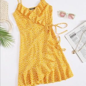 Yellow Floral Wrap Dress